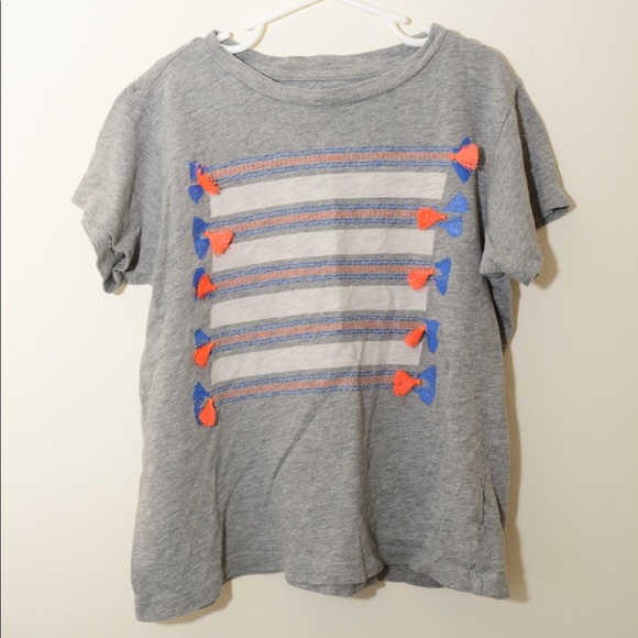Girls Gray Crewcuts TShirt with Tassel details - Picture 1 of 2